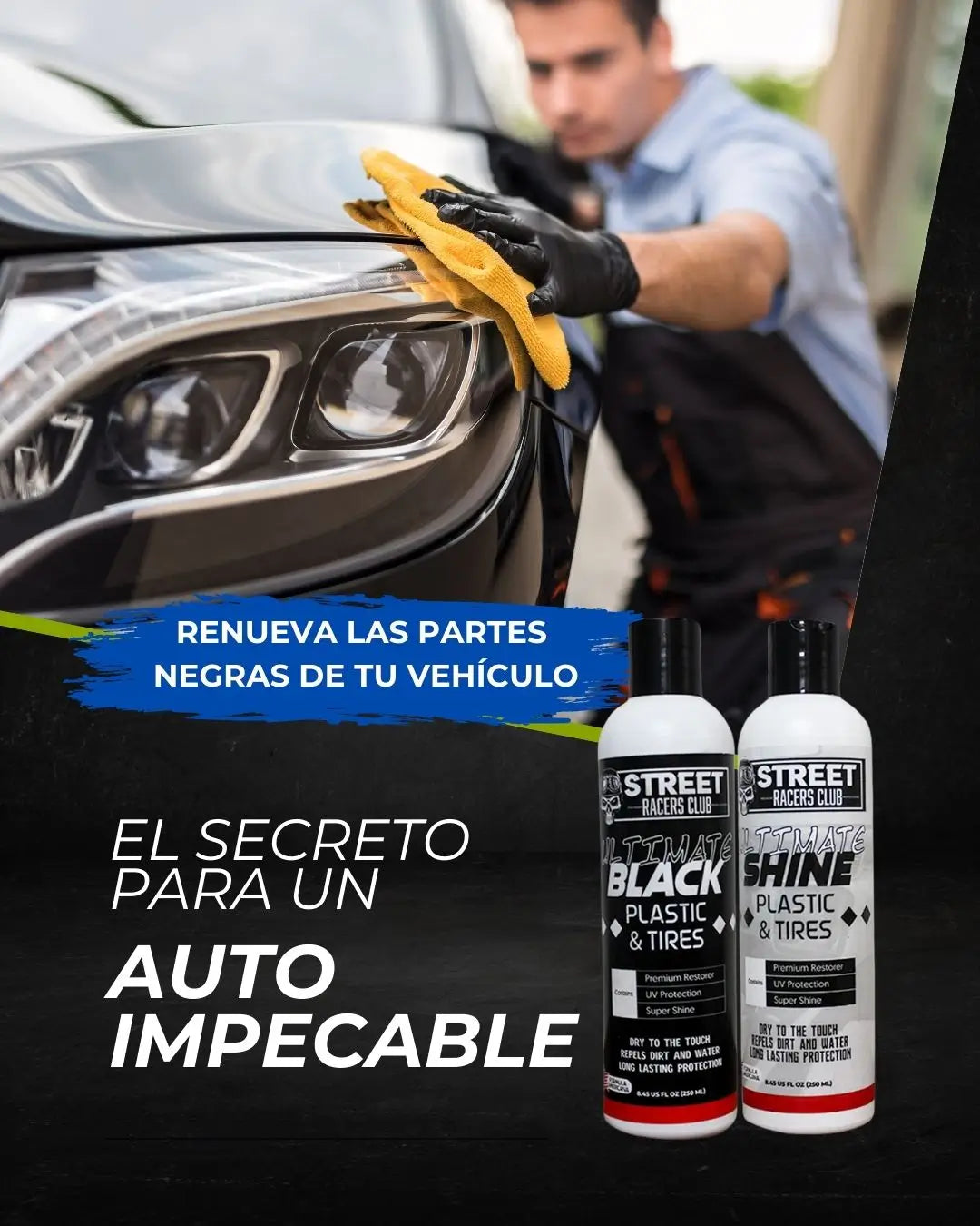 ⚡RESTAURA Y PROTEGE TU VEHÍCULO CON NUESTRO COMBO DE RESTAURADOR DE PARTES NEGRAS Y ABRILLANTADOR TODO COLOR⚡