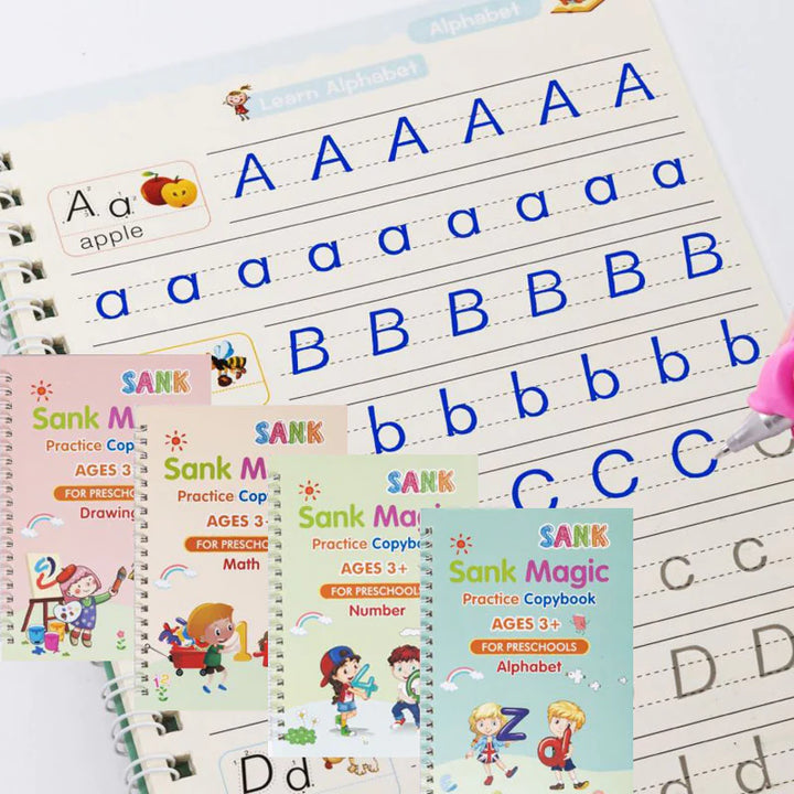 🌈KIT DE CALIGRAFÍA INFANTIL-4 CUADERNOS REUTILIZABLES🌈
